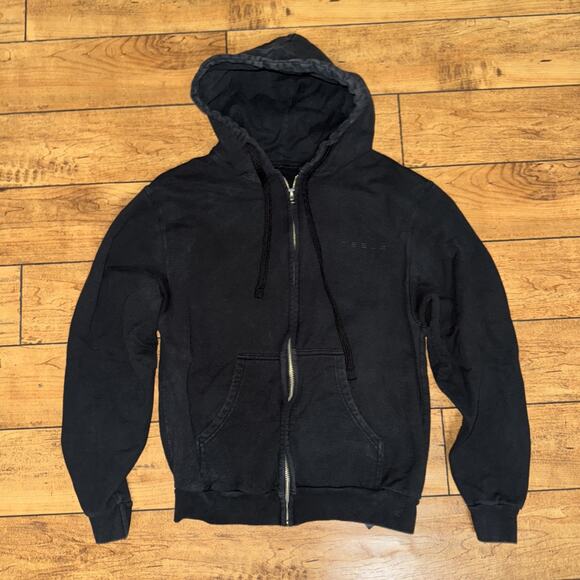 Tesla Full Zip Hoodie Black Small 17x22 - Picture 1 of 3